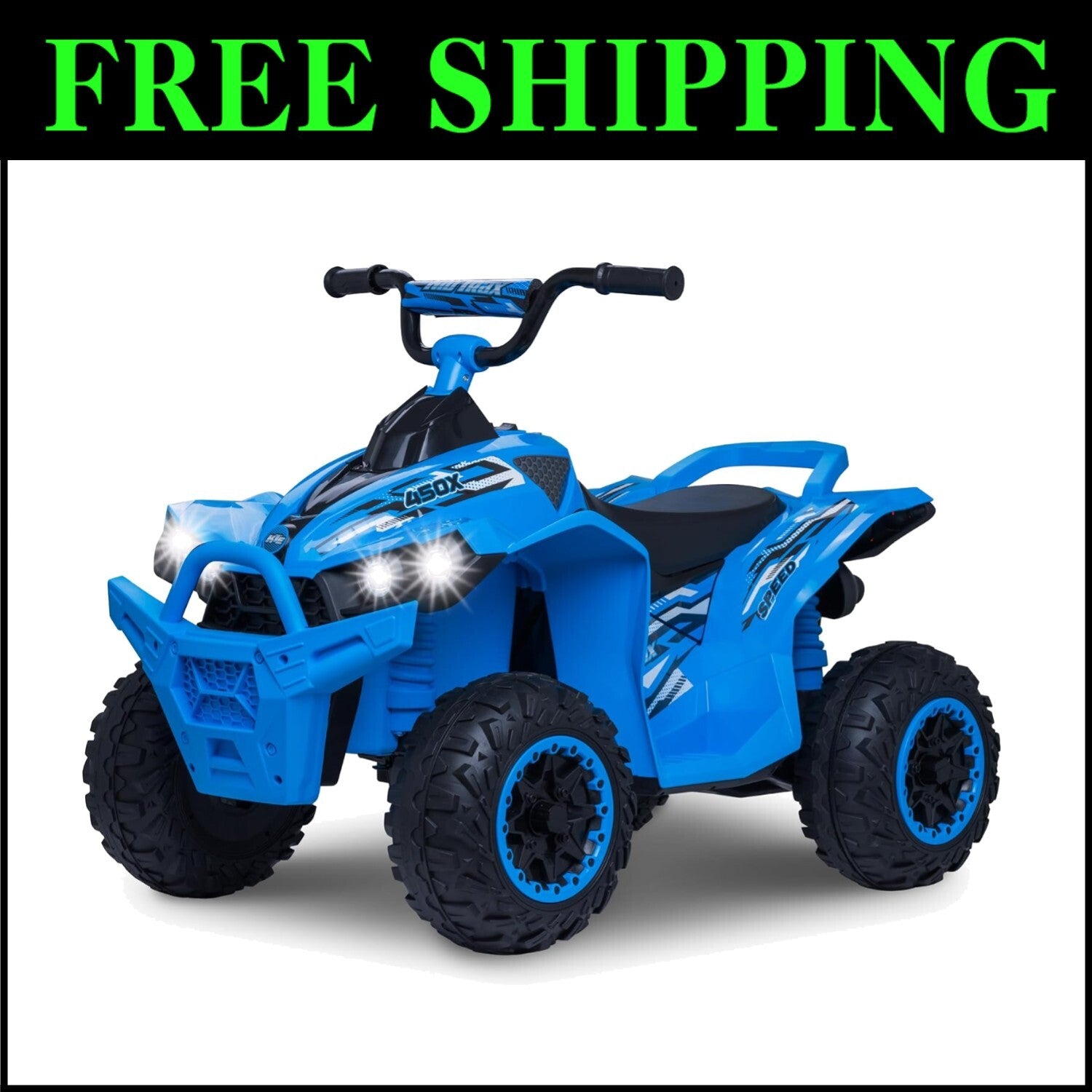 Durable 12V Electric ATV with LED Headlight: Safe Adventure for Kids 3-8