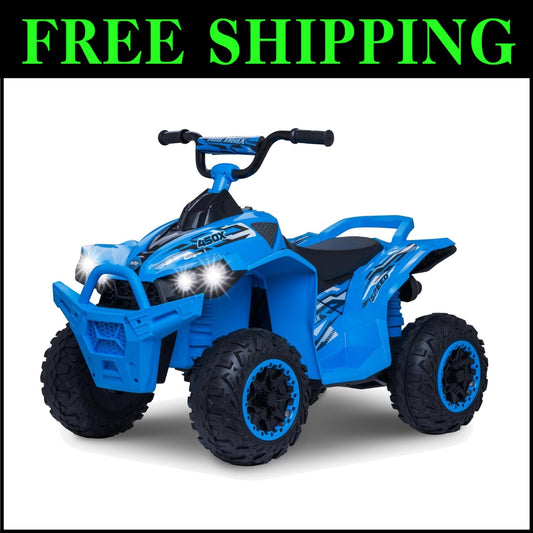 Durable 12V Electric ATV with LED Headlight: Safe Adventure for Kids 3-8