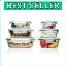 Load image into Gallery viewer, Premium Borosilicate Glass Storage Containers [6-Pack] - BPA, PVC, Lead-Free