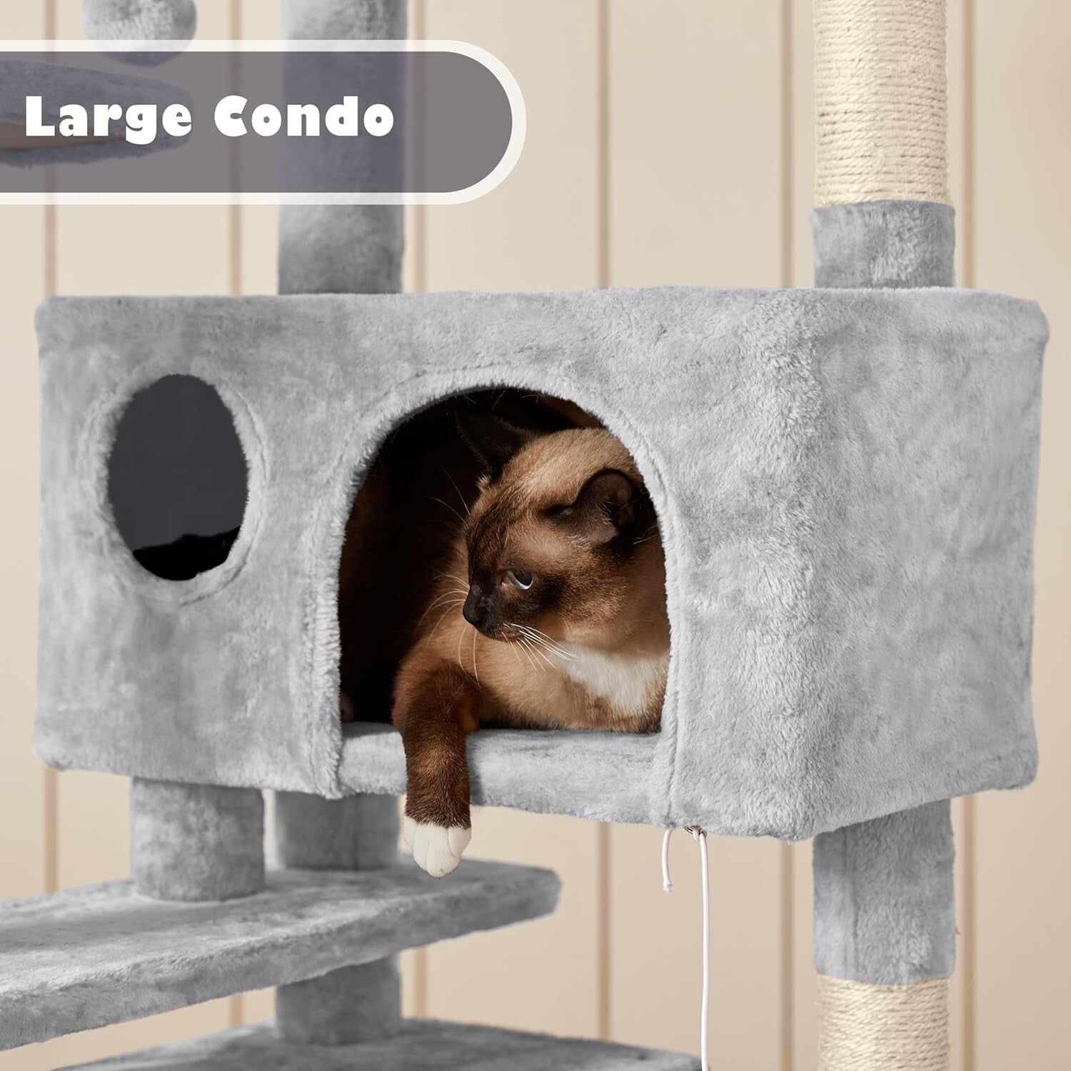 54in Multi-Level Cat Tree with Condos & Scratching Posts - Light Gray Playground