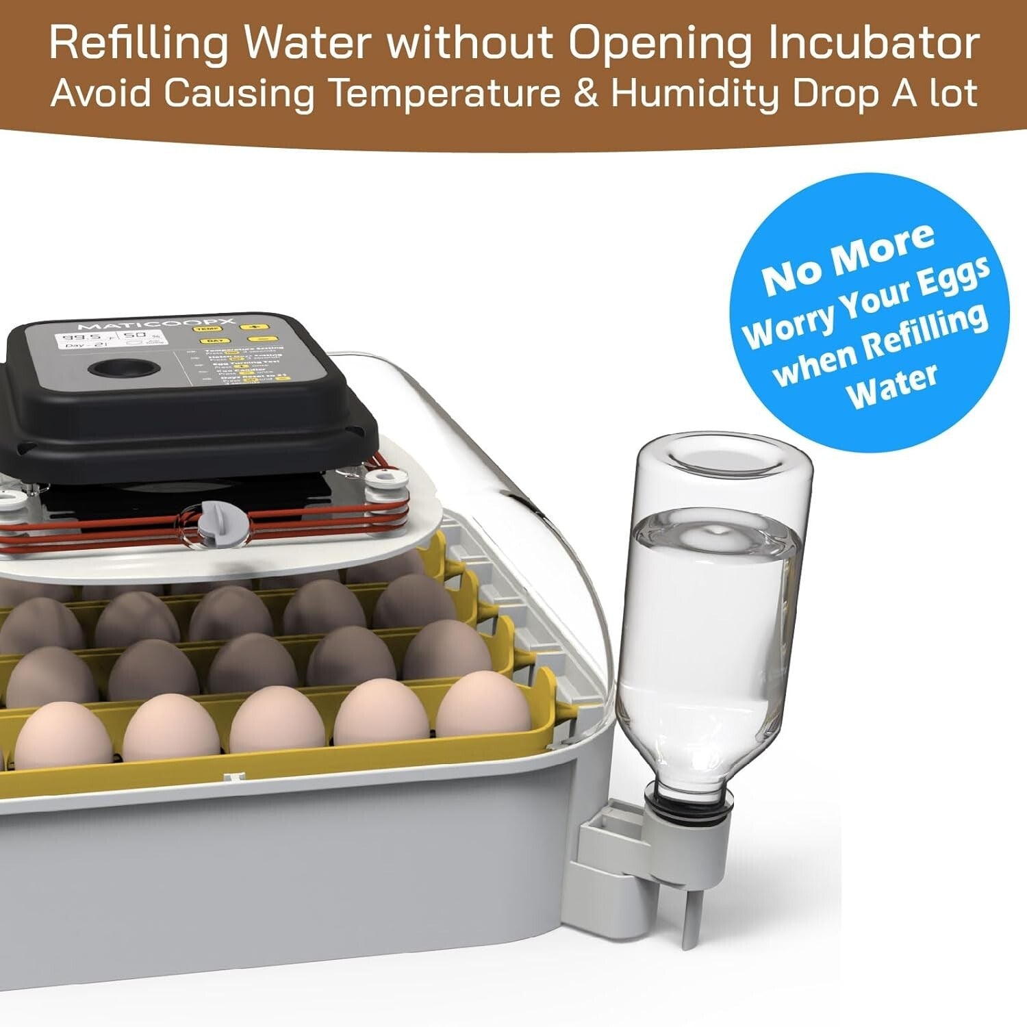 Advanced 30 Egg Incubator with Built-In Candler and External Water Refill