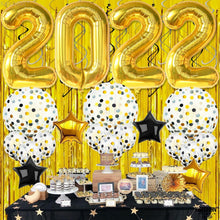 Load image into Gallery viewer, Reusable 2022 Gold Graduation Balloons &amp; Confetti Set - Picture-Perfect Decor