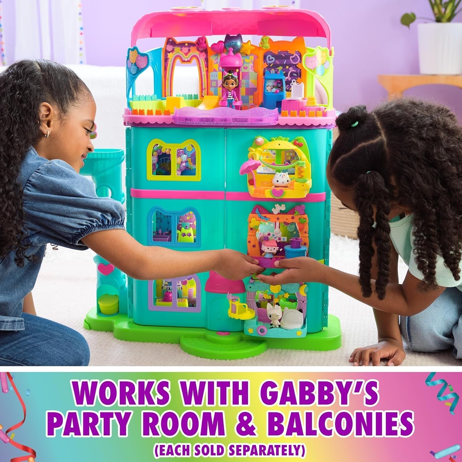 Gabby's 14-Pc Interactive Dollhouse Set - 25-Inch Celebration Toy for Kids