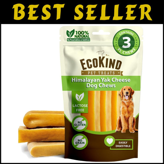 EcoKind XL Yak Cheese Dog Chews - All Natural, High Protein for Large Dogs