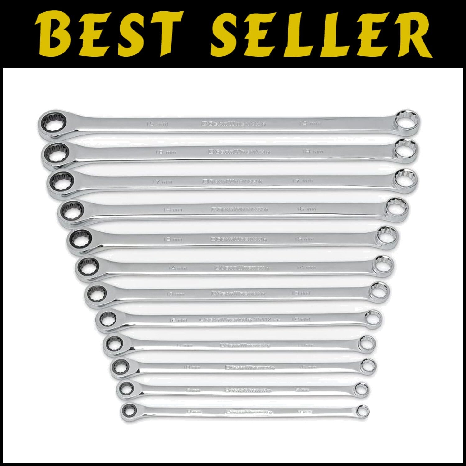 12-Piece Metric Ratcheting Wrench Set with XL Gearbox Design for Ultimate Torque