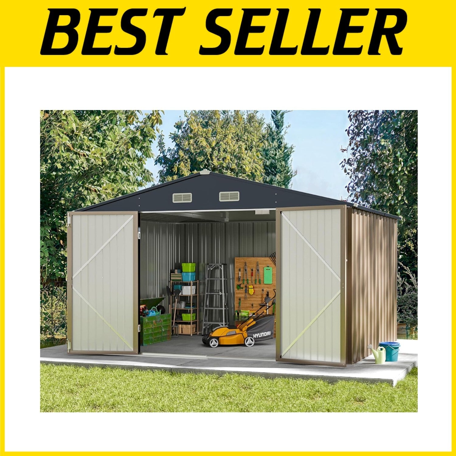 Spacious 10' x 8' Metal Shed for Secure Storage - Ideal for Garden & Tools