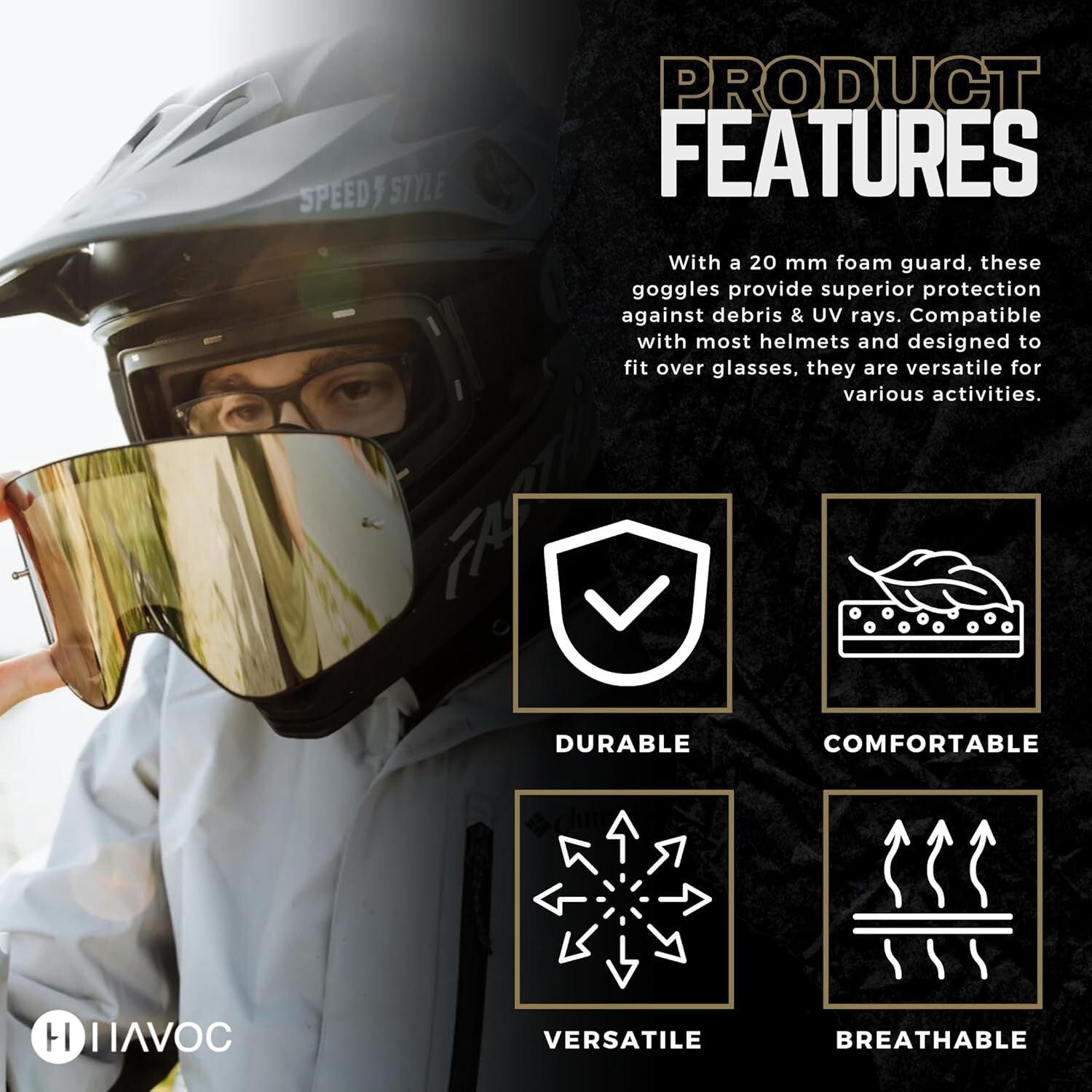 Infinity Magnetic Goggles with Breathable Foam for Motocross & ATV Enthusiasts