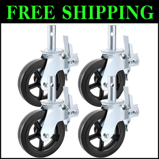 Durable 360-Degree Swivel Casters - 4 Pack, 8 Inch Rubber Wheels for Heavy Loads