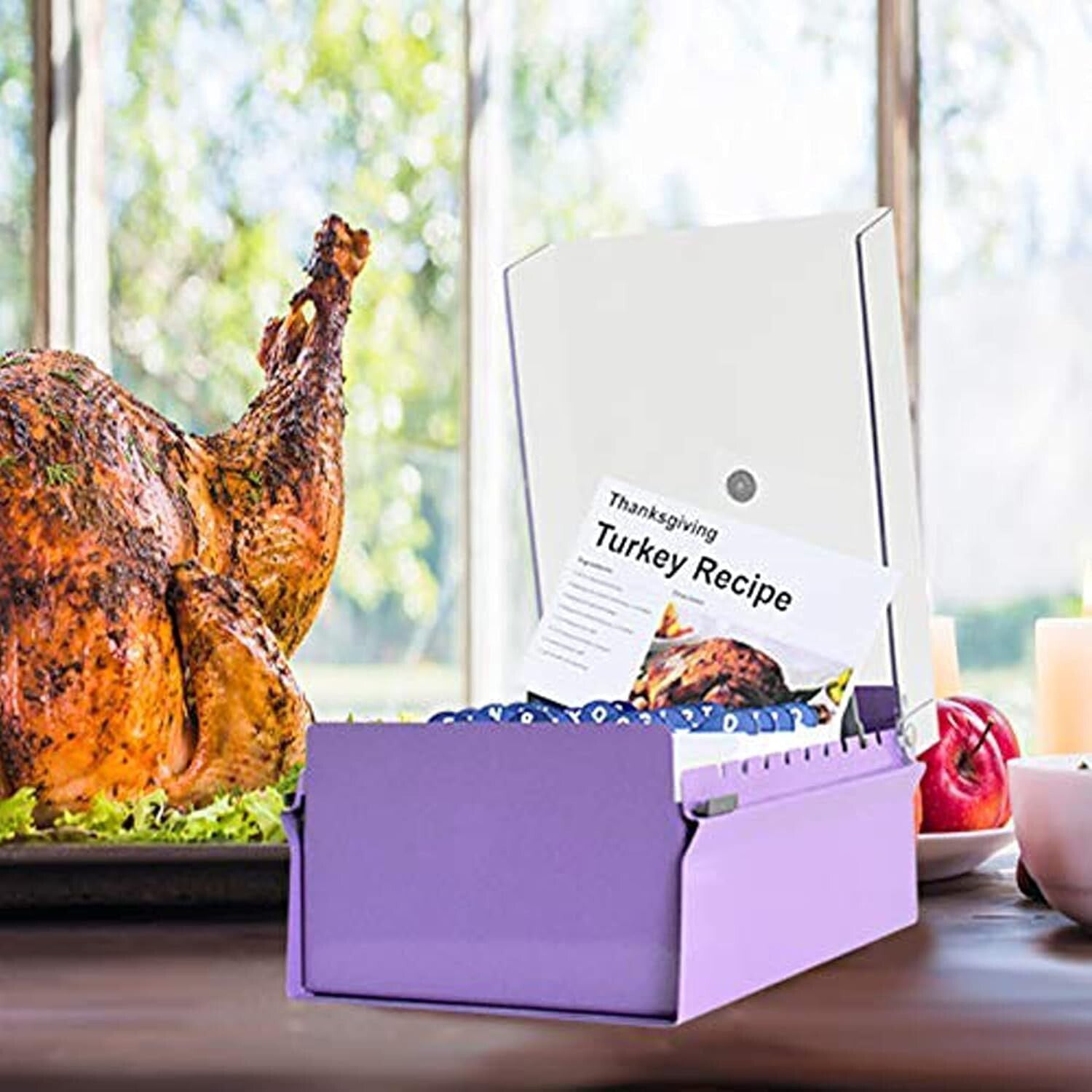 5x8 Heavy Duty Index Card Box - Purple with Crystal Lid for Organized Storage