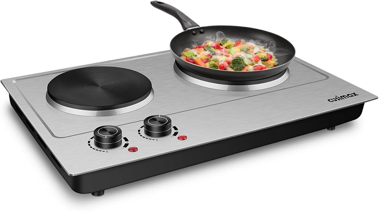 Double Electric Burner with Stainless Steel Finish – Ideal for Indoor Cooking