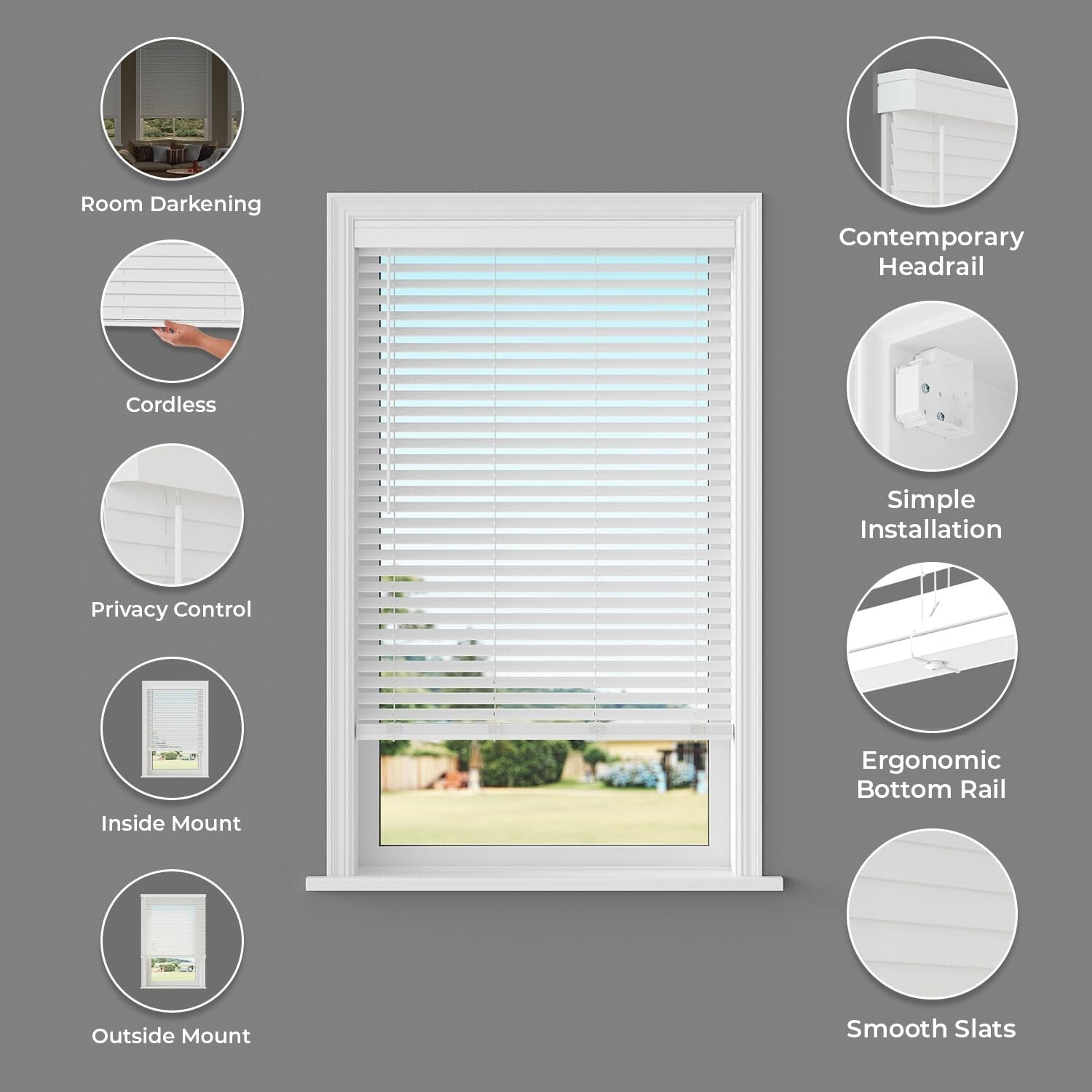 Versatile 2" Faux Wood Blinds - Custom Sizes & Easy Installation for Every Room