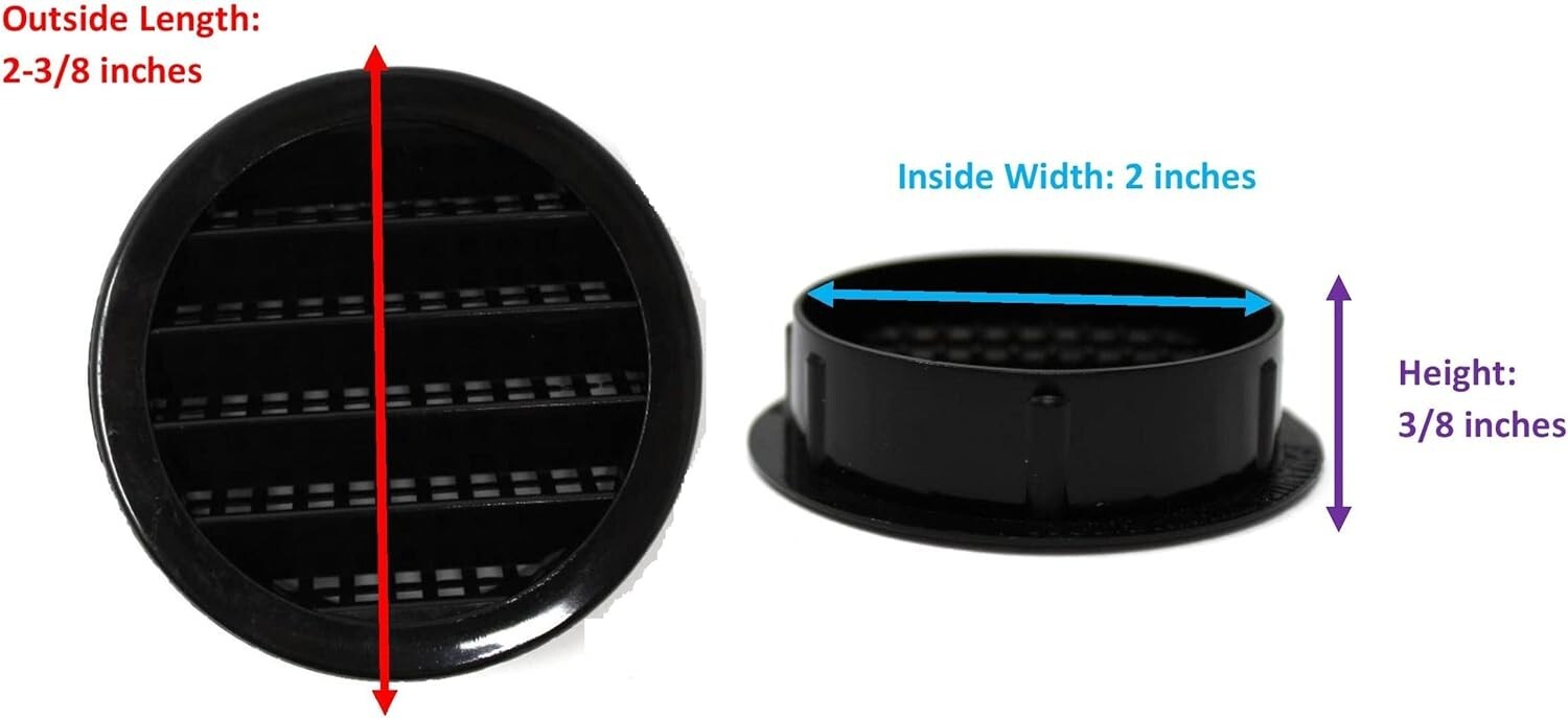 Versatile 2" Round Polypropylene Vent Covers - Ideal for Reptile Cages & More