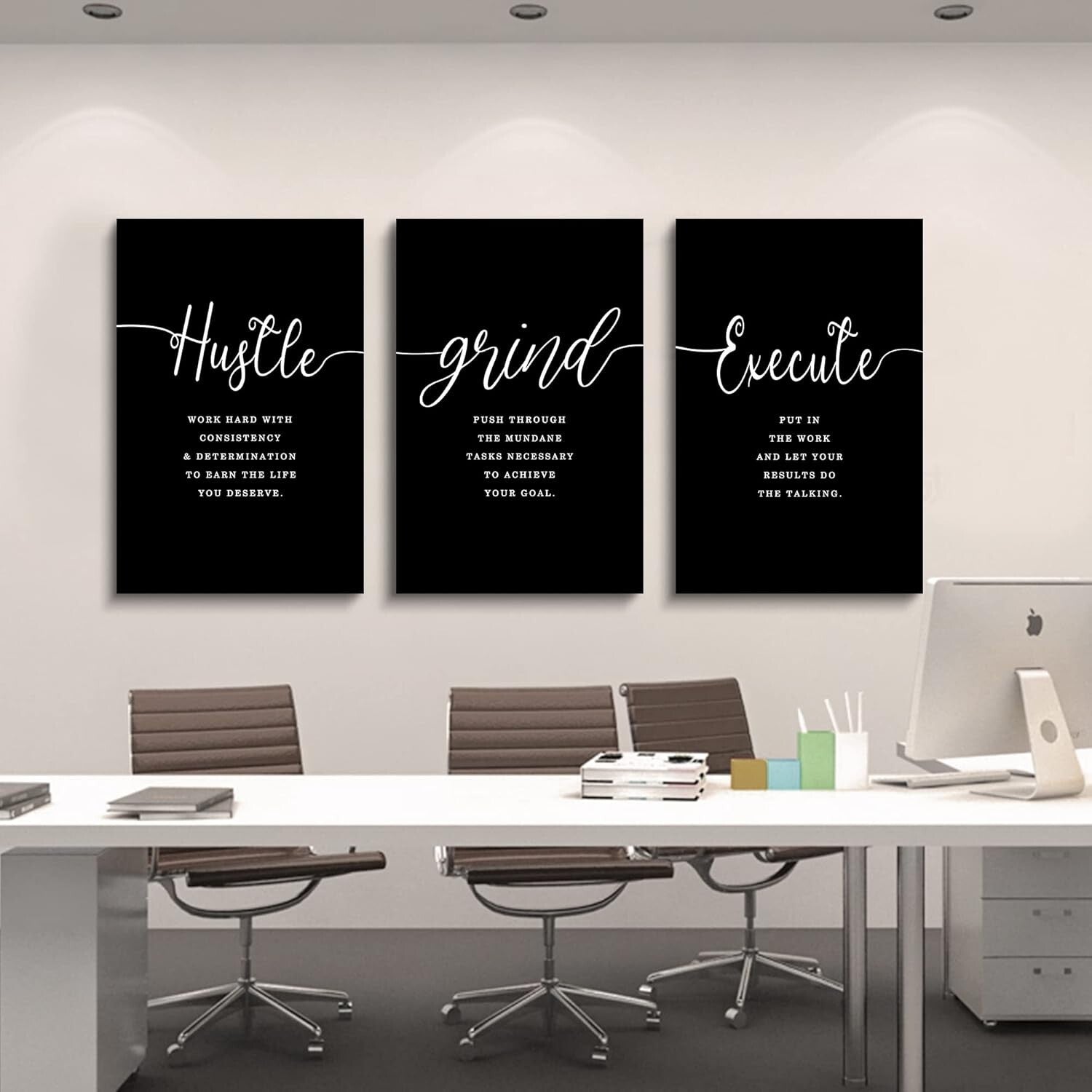 Durable Modern Canvas Art Set - Motivational Quotes for Office & Home (3 pcs)