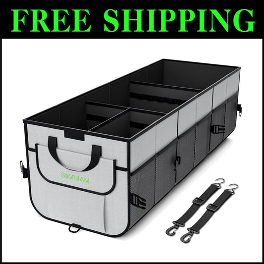 Heavy-Duty Collapsible Car Trunk Organizer with 4 Compartments & Insulated Bag