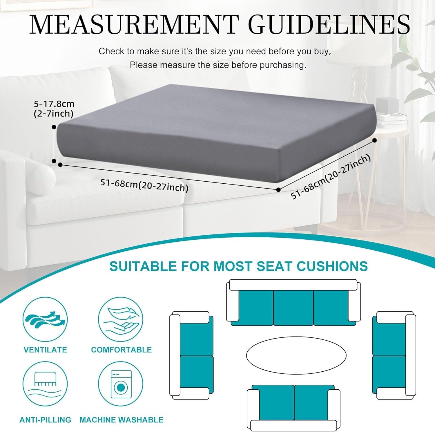 Elastic Slipcovers for Patio Sofa Cushions – 12 Stretch Covers in Classic Grey