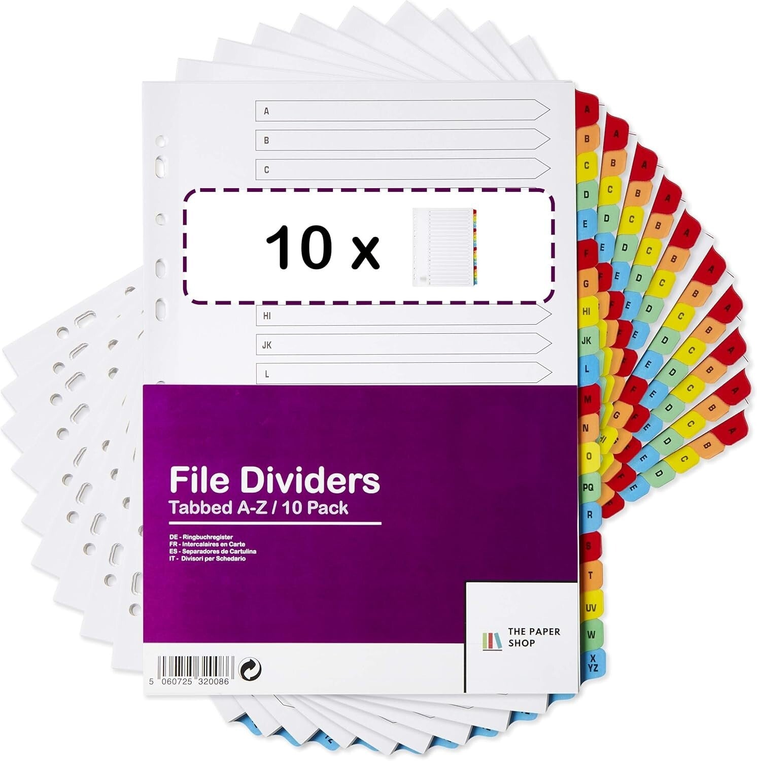 10-Pack A4 Alphabetical File Dividers A-Z for Efficient Binder Organization