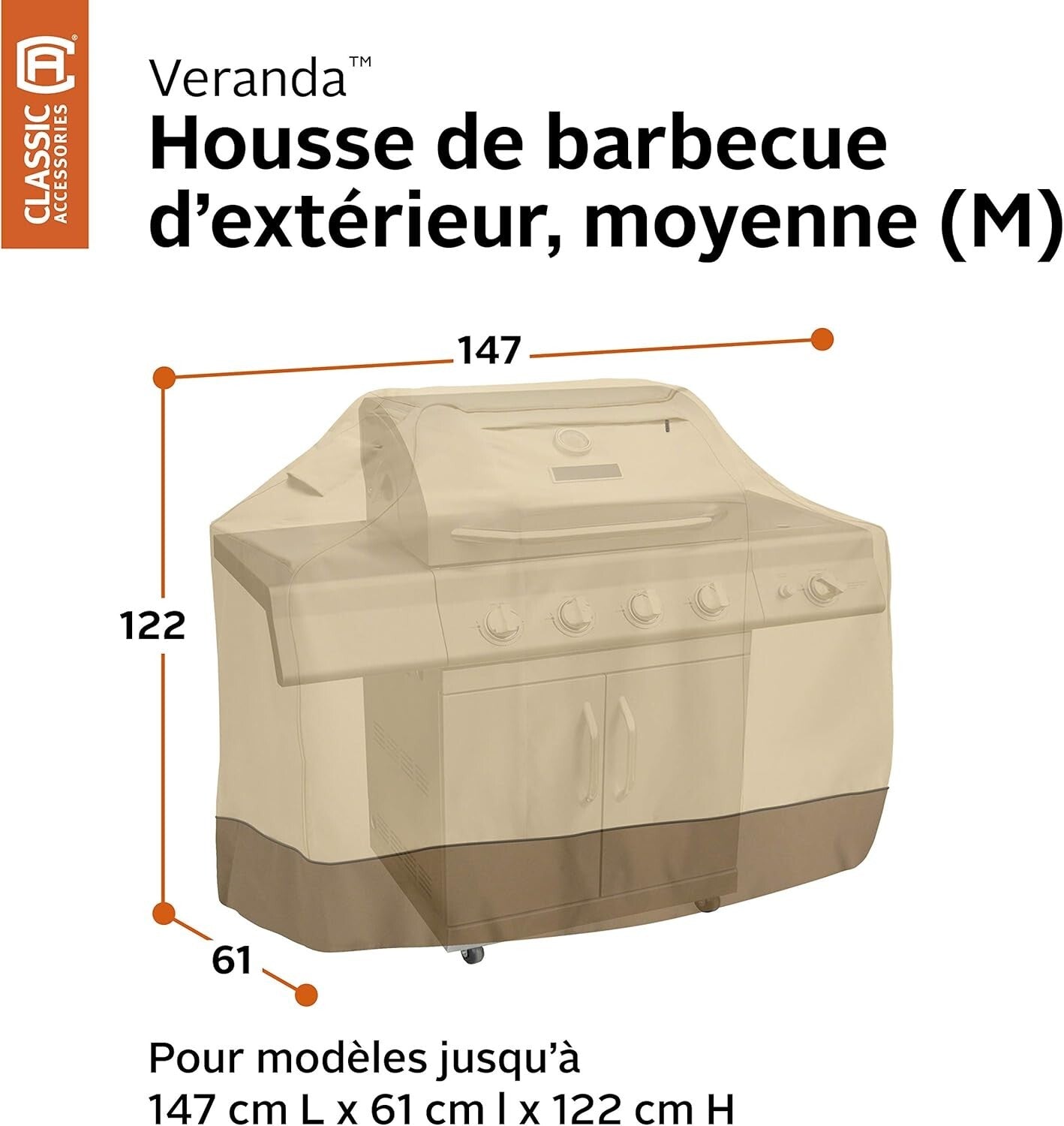 58-Inch Durable BBQ Grill Cover with Stylish Design - Zipper & Buckle Closure