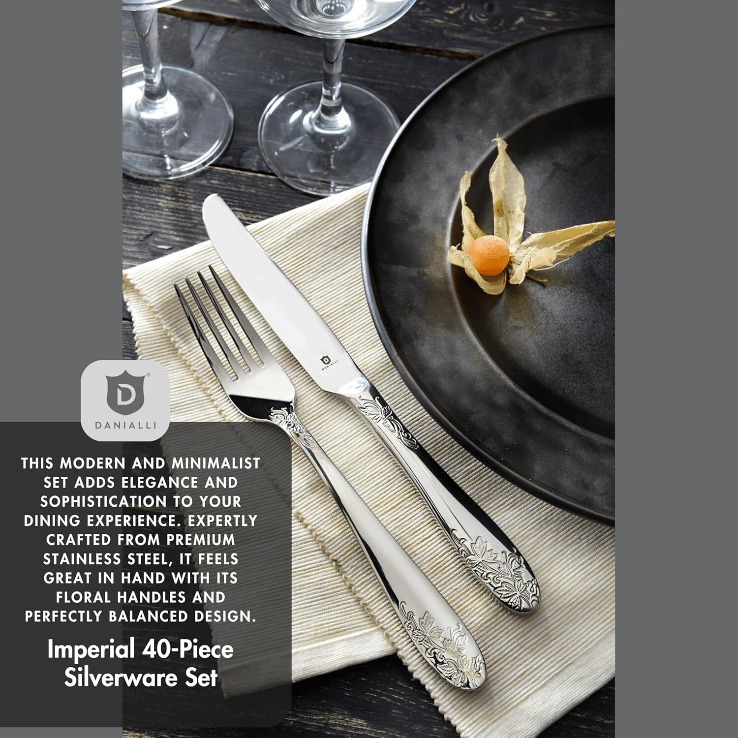 Elegant Floral 18/10 Stainless Steel Flatware Set - 40-Piece Dining Collection