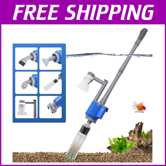 6-in-1 Electric Aquarium Cleaner: 12V, 28W Gravel Vacuum for 10-200 Gallon Tanks