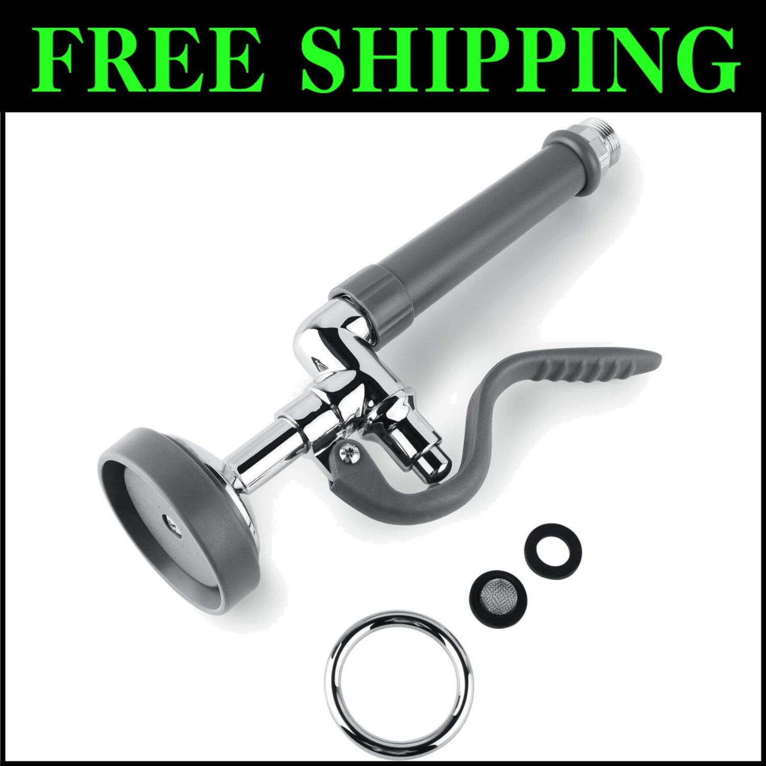 High-Pressure Commercial Faucet Sprayer - Chrome Finish for Kitchen Efficiency