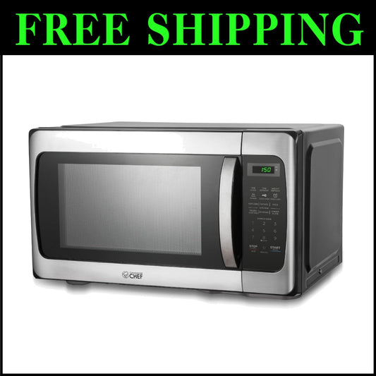 Compact countertop Microwave with Push Button Lock & 1000W Power - 1.1 Cu Ft