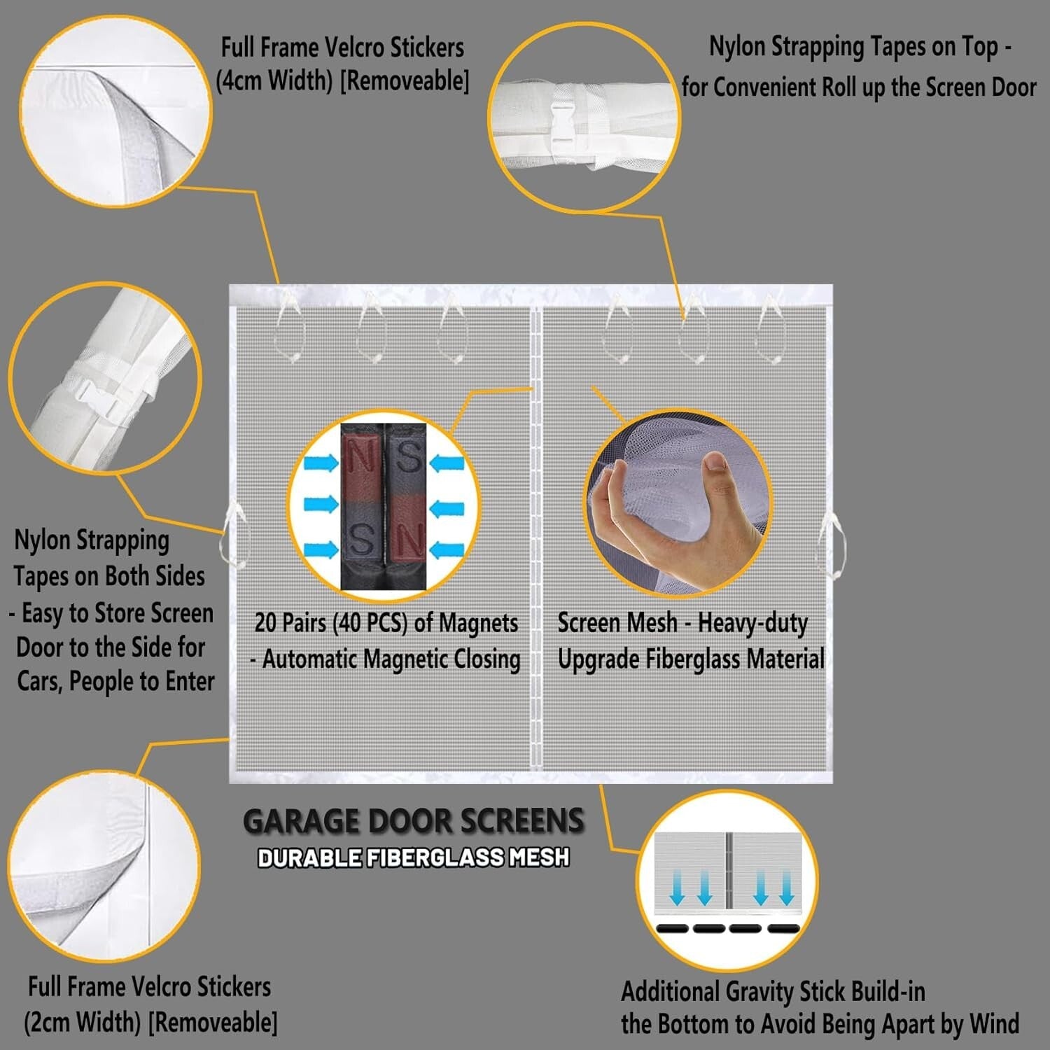 Durable Fiberglass Magnetic Screen Door 8x7 FT for Essential Outdoor Protection