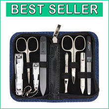 Load image into Gallery viewer, Professional 8-Piece Grooming Kit with Synthetic Leather Case - Blue Elegance