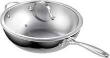 Load image into Gallery viewer, Heavy Duty 12-Inch Multi-Ply Clad Wok Pan with Glass Lid for Everyday Cooking