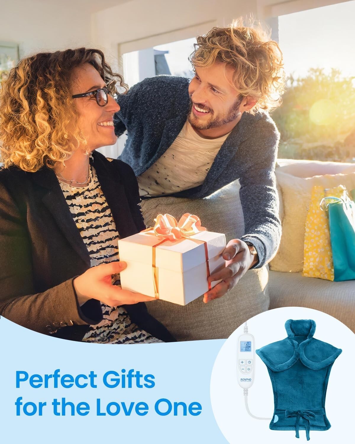 Weighted Electric Heating Pad with 6 Heat Settings - Ideal for Comfort & Relief