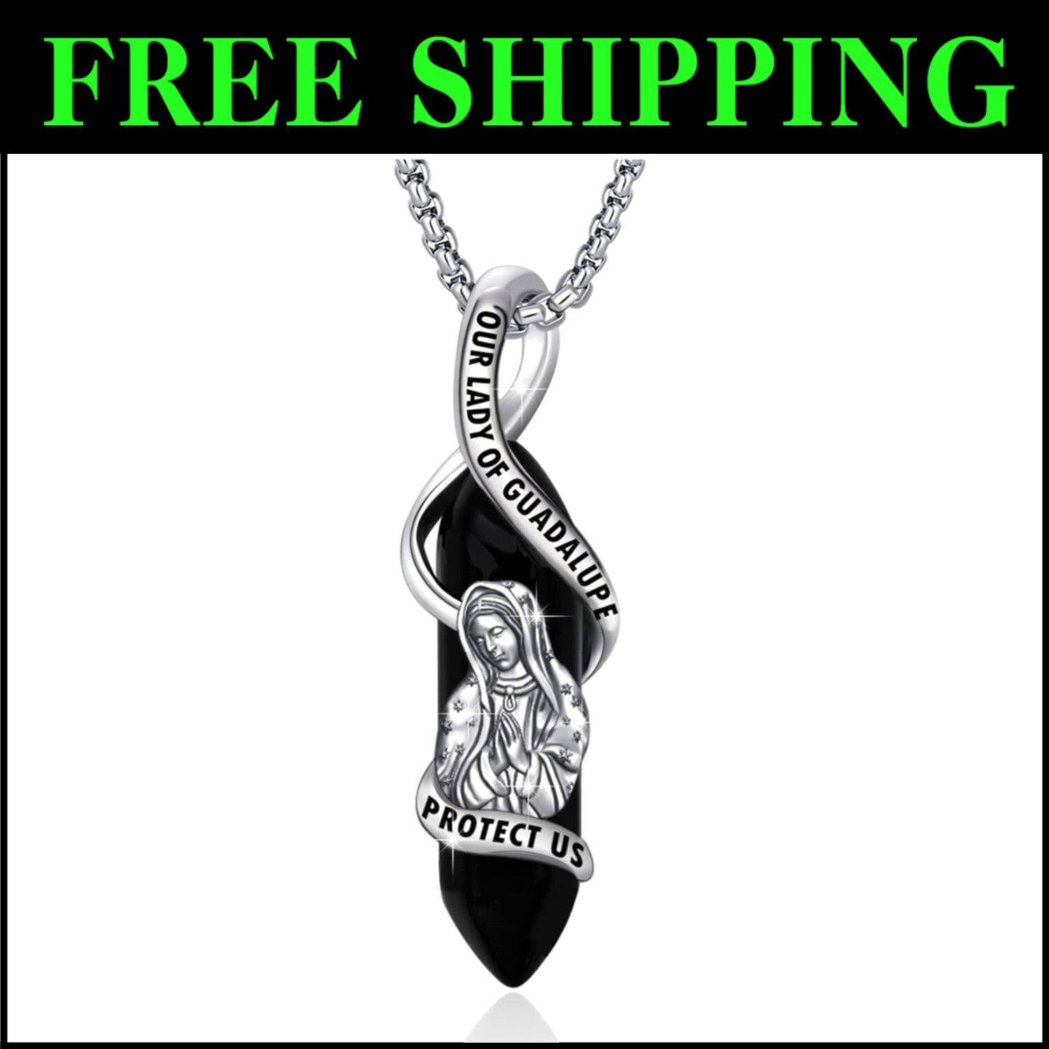 925 Sterling Silver Our Lady of Guadalupe Pendant Necklace for Faith and Prot...