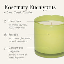 Load image into Gallery viewer, Elegant 6.5 oz Rosemary Eucalyptus Candle in Reusable Glass Vessel - 50 Hours