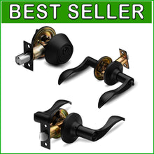 Load image into Gallery viewer, Modern Reversible Entrance Door Handle with Keyed Alike Deadbolt - Easy Install