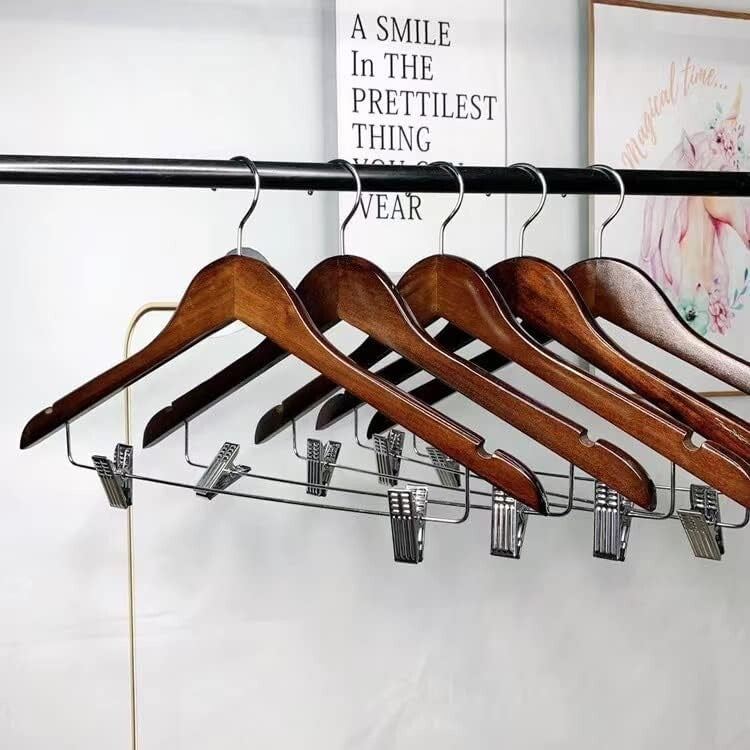 Premium 20-Piece Wooden Hanger Set with Clips - Stylish & Strong Closet Solution