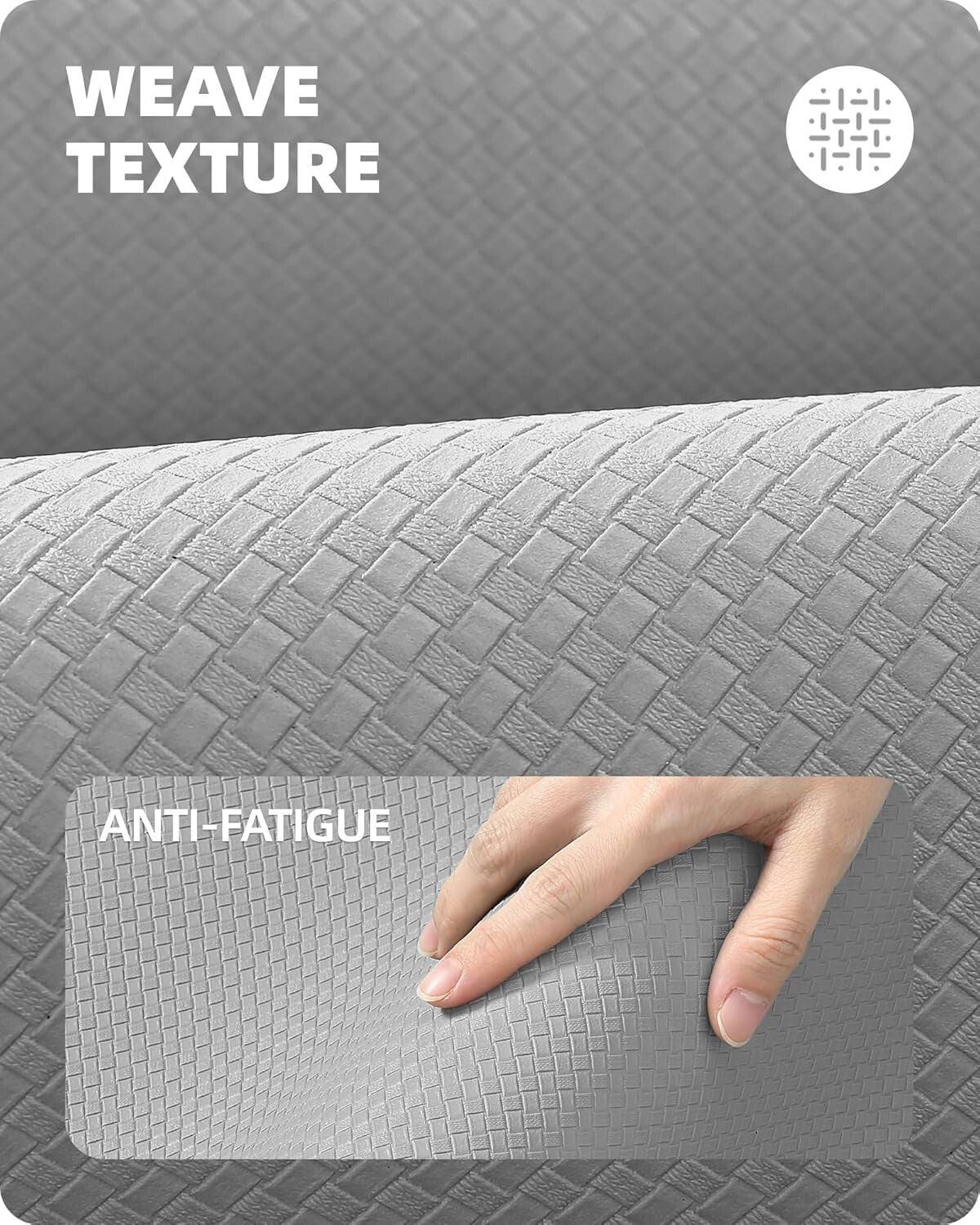 Ergonomic 2-Piece Grey Kitchen Rug Set - Stylish Waterproof Mats for Comfort