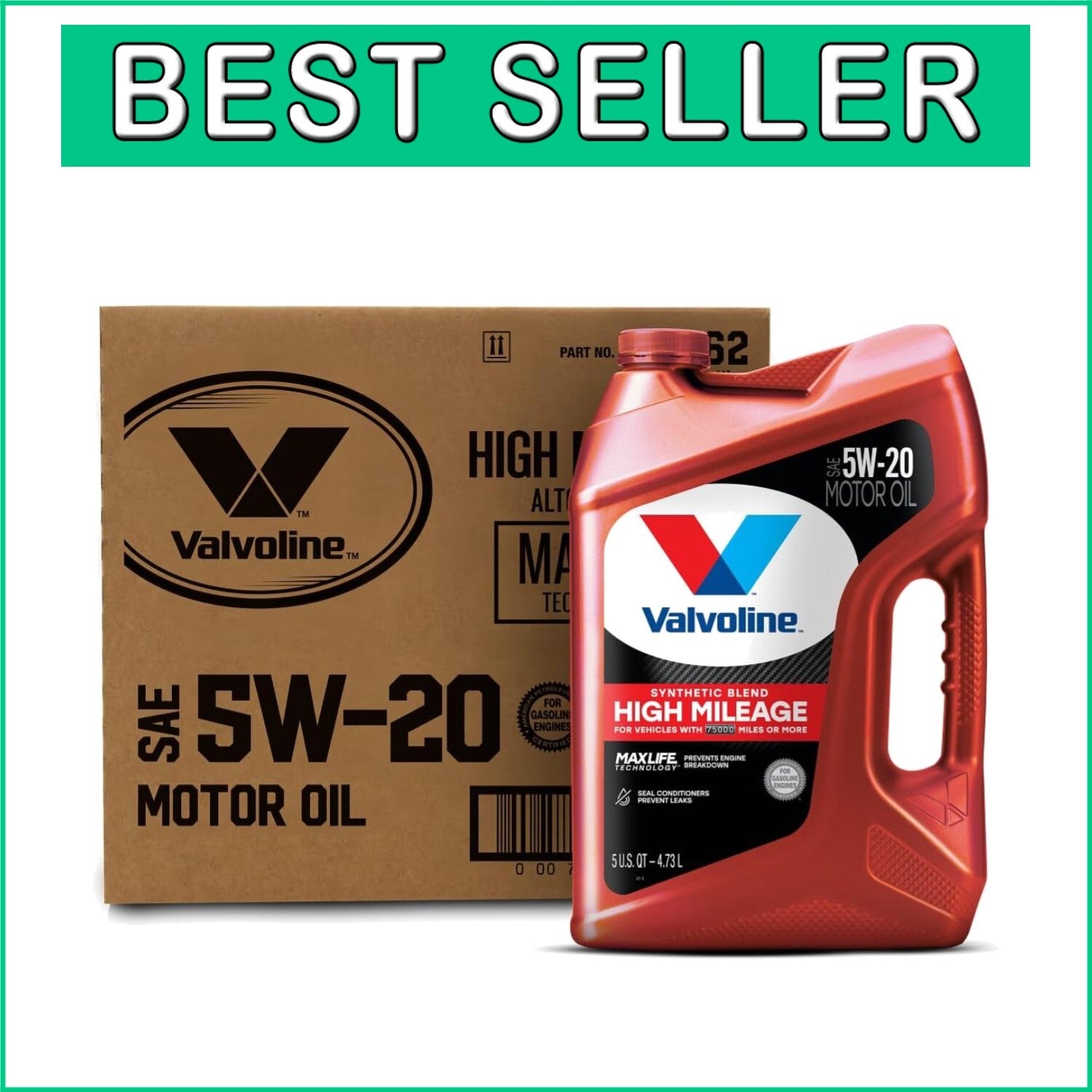 5W-20 Synthetic Blend Motor Oil - 3-Pack Case with Advanced Engine Protection