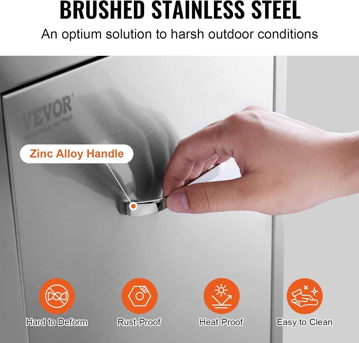 13.4"W Outdoor Kitchen Trash Bin - Durable Stainless Steel with Silent Rails