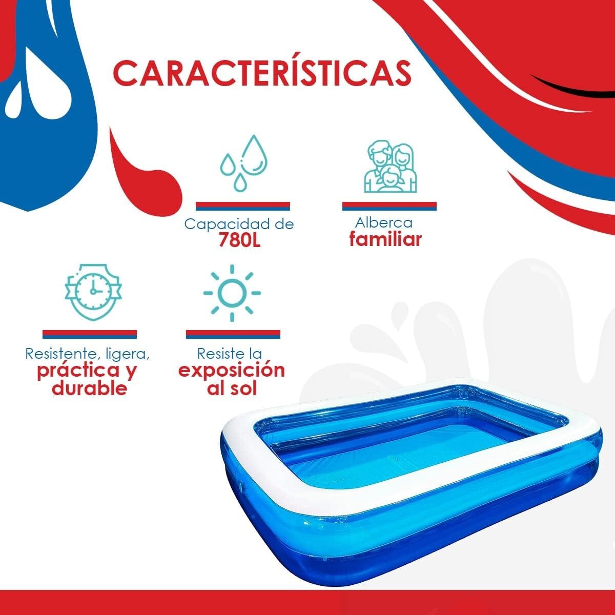 Easy Inflate Giant Kiddie Pool - 10 Feet Rectangular Pool for Endless Summer Fun