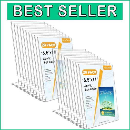 Clear Acrylic Display Frames 20-Pack, Slant Back Design - Perfect for Offices