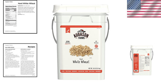 30-Year Storage Hard White Wheat Pail - Ideal for Survival, Camping & Daily Use