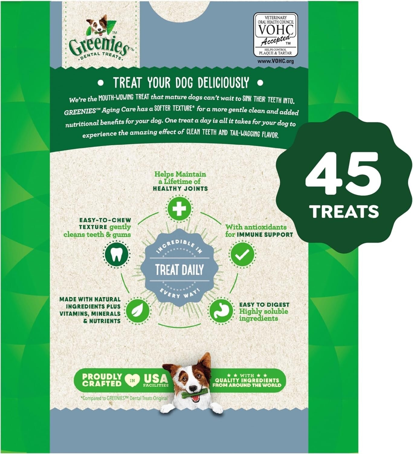 Natural Dental Dog Chews for Seniors - 27 oz Petite Size, Mouth-Wowing Flavor