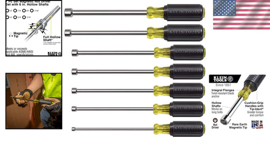 American-Made 7-Piece Magnetic Nut Driver Set - Ideal for HVAC and Electrical