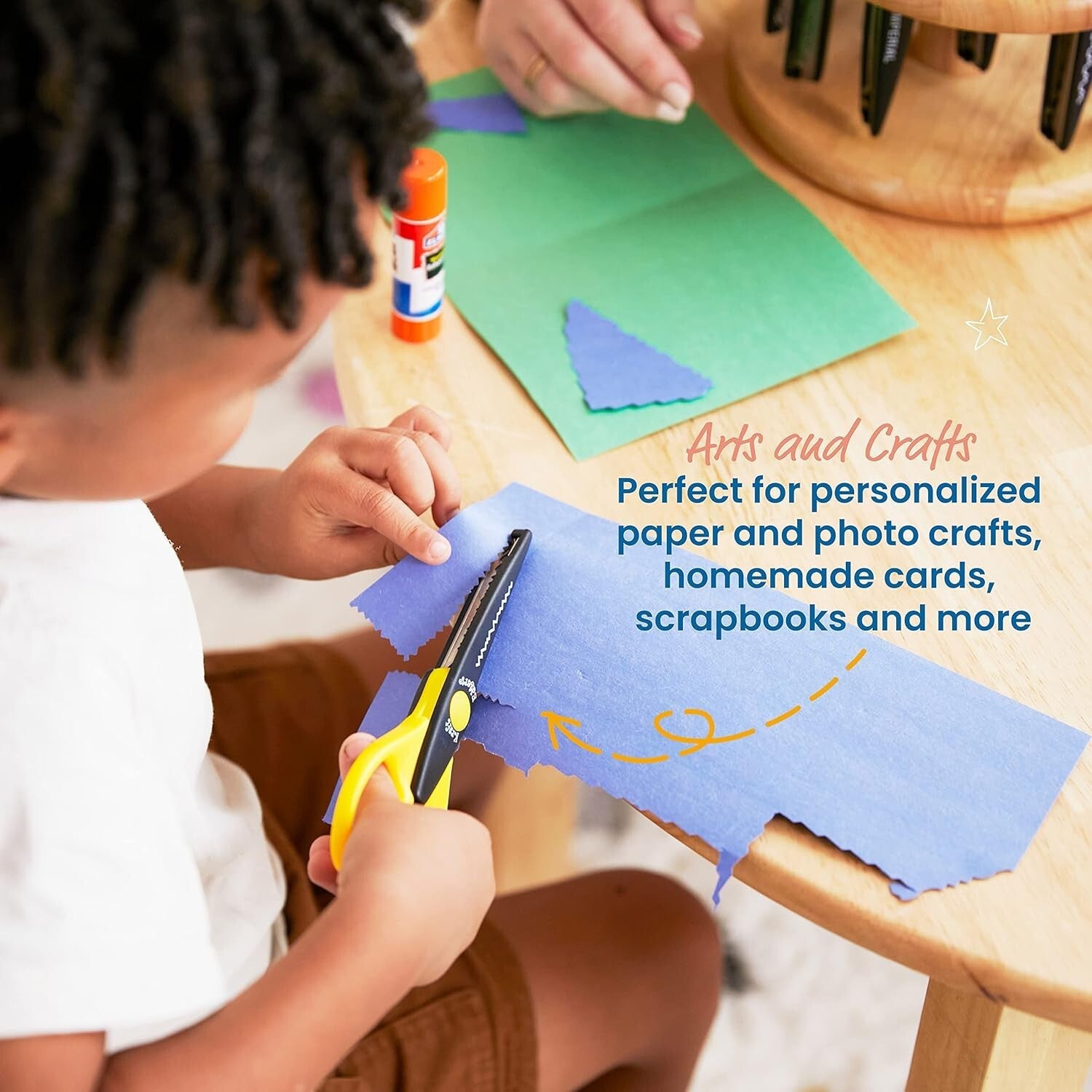 18-Piece Decorative Scissors Set with Rotating Hardwood Rack for Crafting