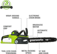 Load image into Gallery viewer, Efficient 40V 16-Inch Brushless Cordless Chainsaw with Battery &amp; Charger