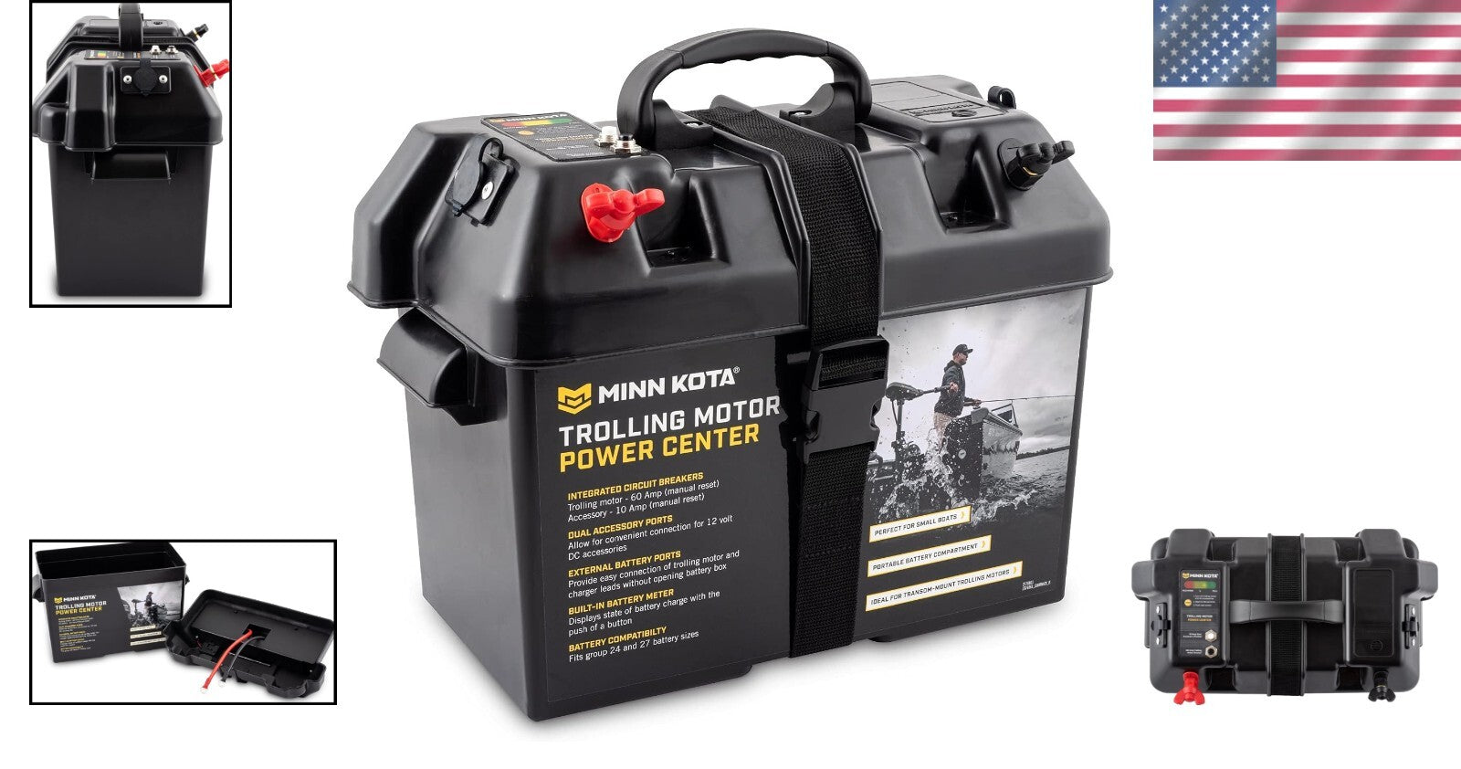 Efficient Trolling Motor Battery Center, Resettable Circuit Breakers & Terminals