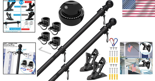 Dual-Flag Pole Set - 6 FT Adjustable Stainless Steel with Tangle-Free Design