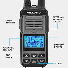 Load image into Gallery viewer, 5W GMRS Walkie Talkie - Two-Way Radio with Active Noise Canceling and NOAA Alert