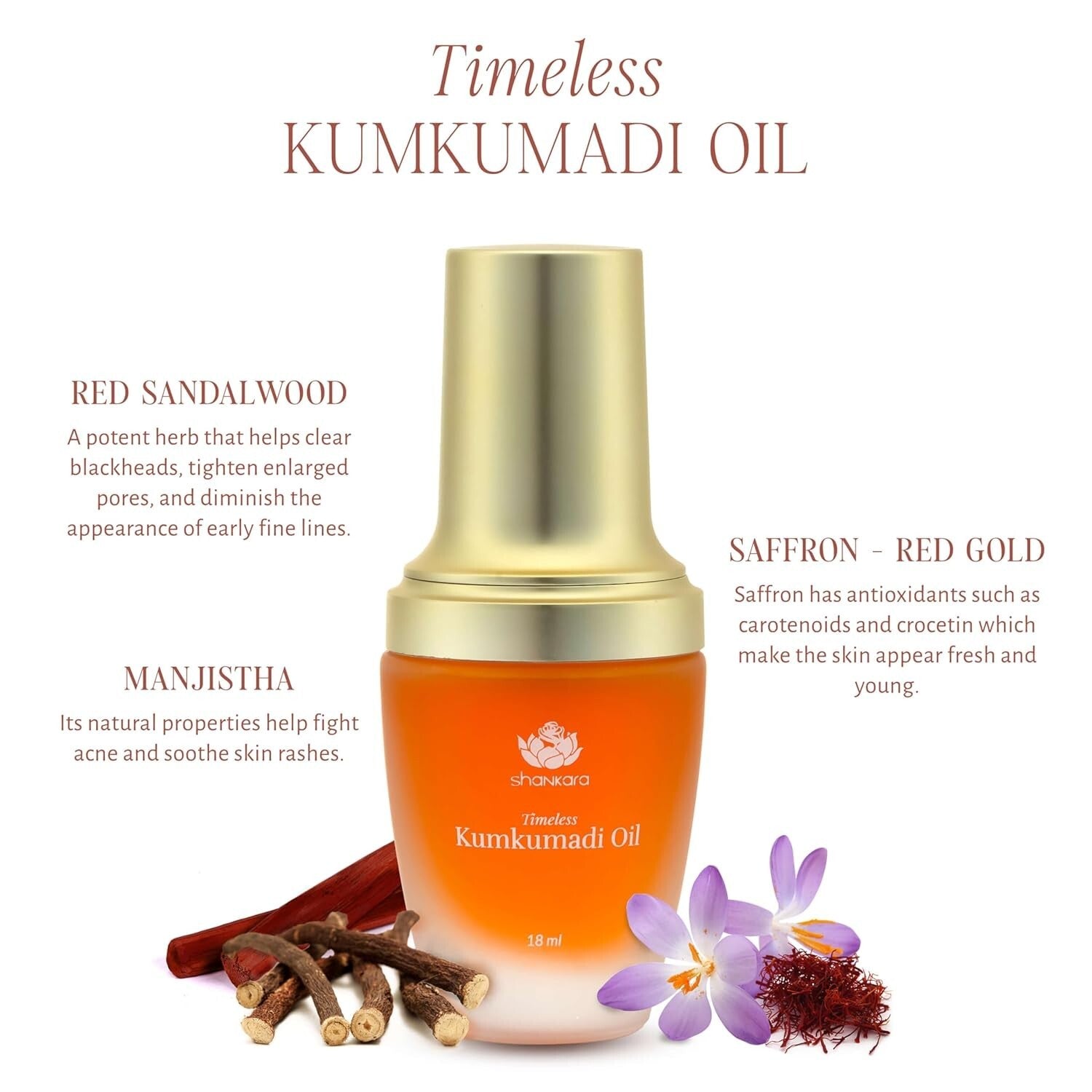 Radiant Kumkumadi Oil with Pure Saffron & Herbs - 18ml Luxurious Face Oil