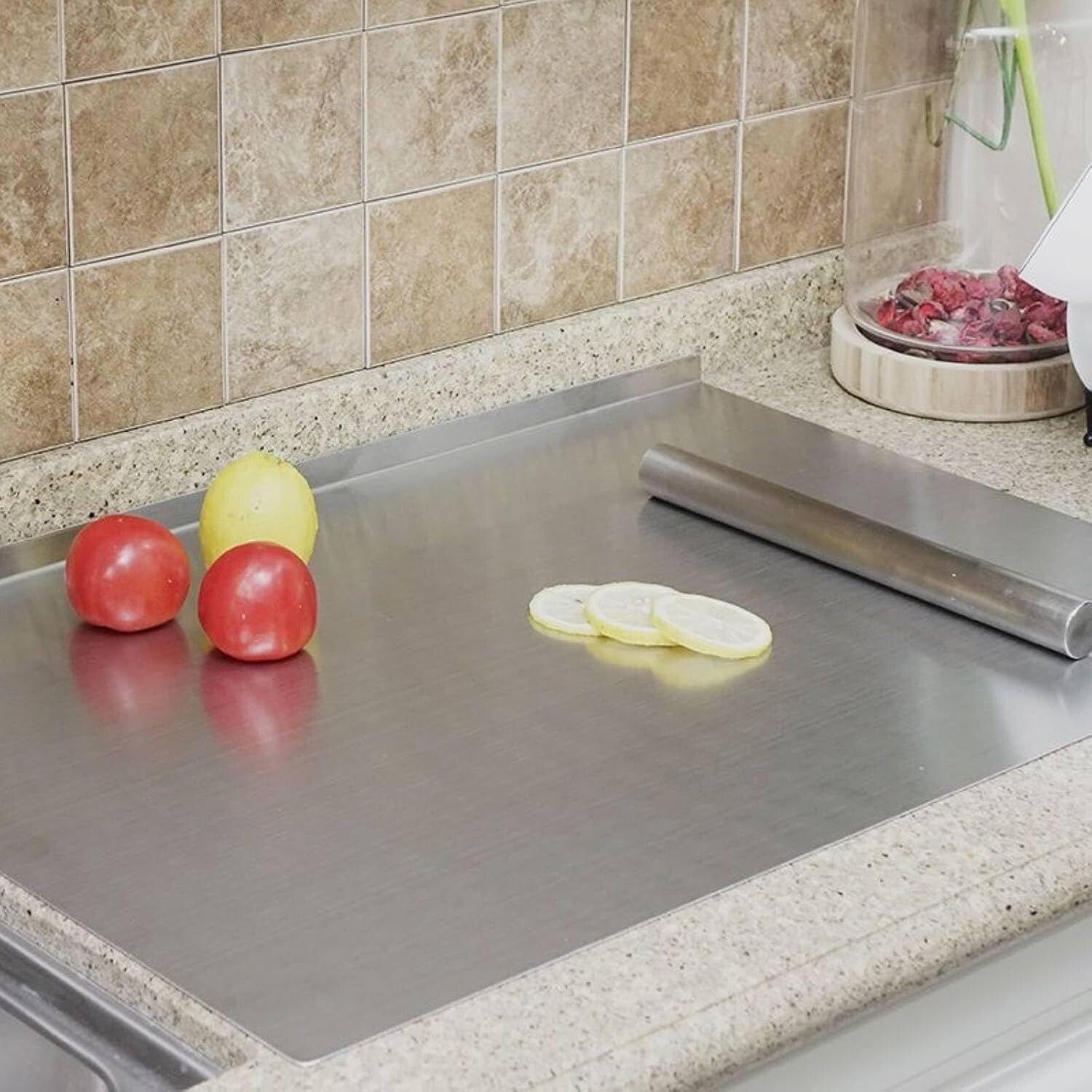 Durable Large Stainless Steel Cutting Board with Non-Slip Pads - 19.7 x 15.7 in