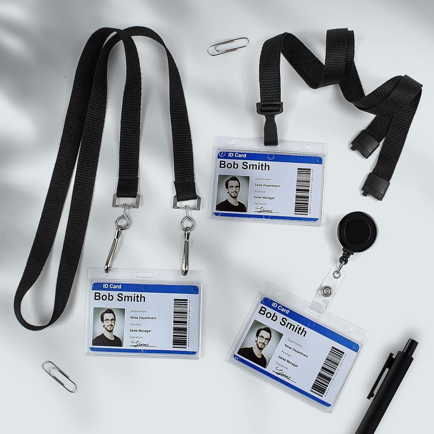 50 Pack Eco-Friendly Frosted ID Badge Holders with Multiple Attachment Options