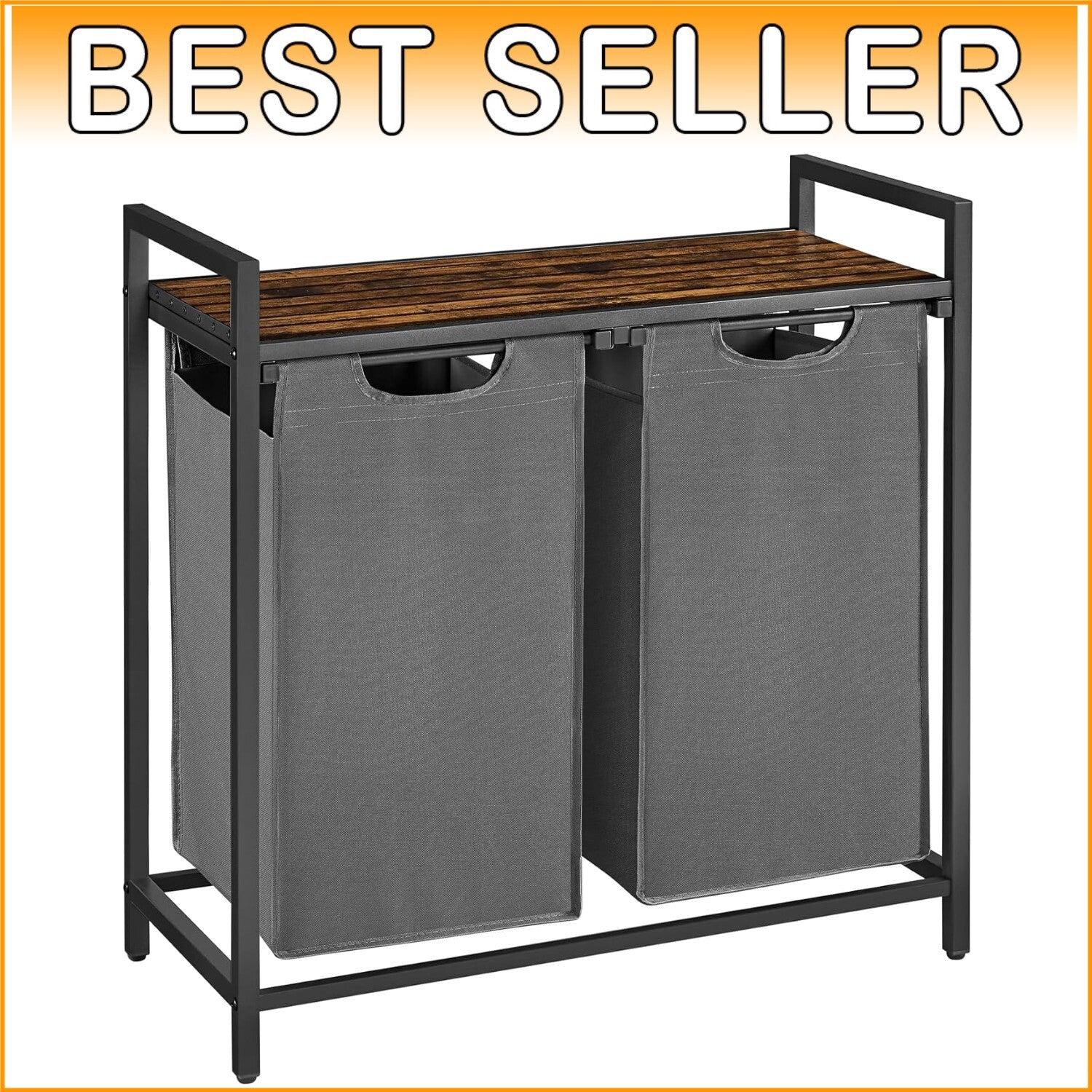 Elegant Laundry Sorter with Removable Bags and Sturdy Metal Frame - 24.2 Gallon